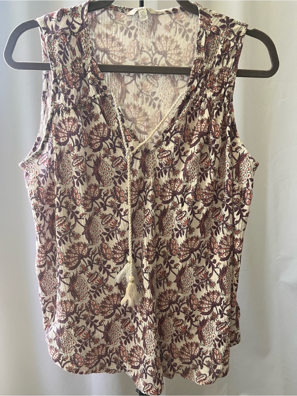 Lucky Brand sleeveless smocked-neck blouse